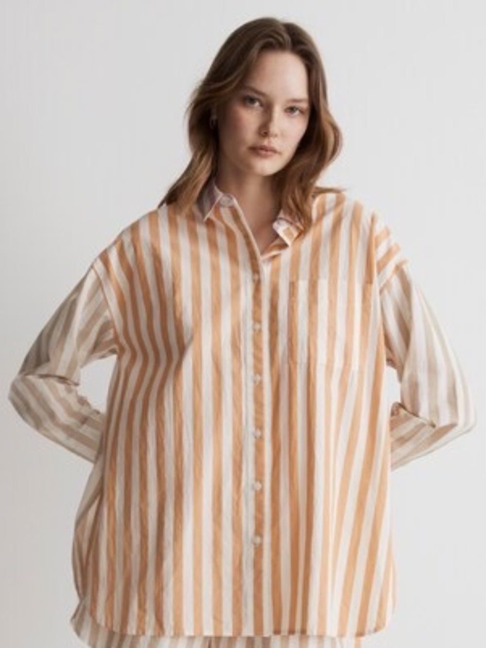 Madewell Signature Poplin Oversized Shirt Mixed Stripe Size Medium